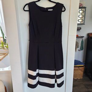 Calvin Klein Black Sleeveless Dress with White